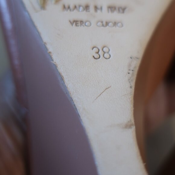 Womens Vic Matie Brown Open Asymmetric Square Toe Sculpted Wedge Heel 38 US/8 - Picture 8 of 10